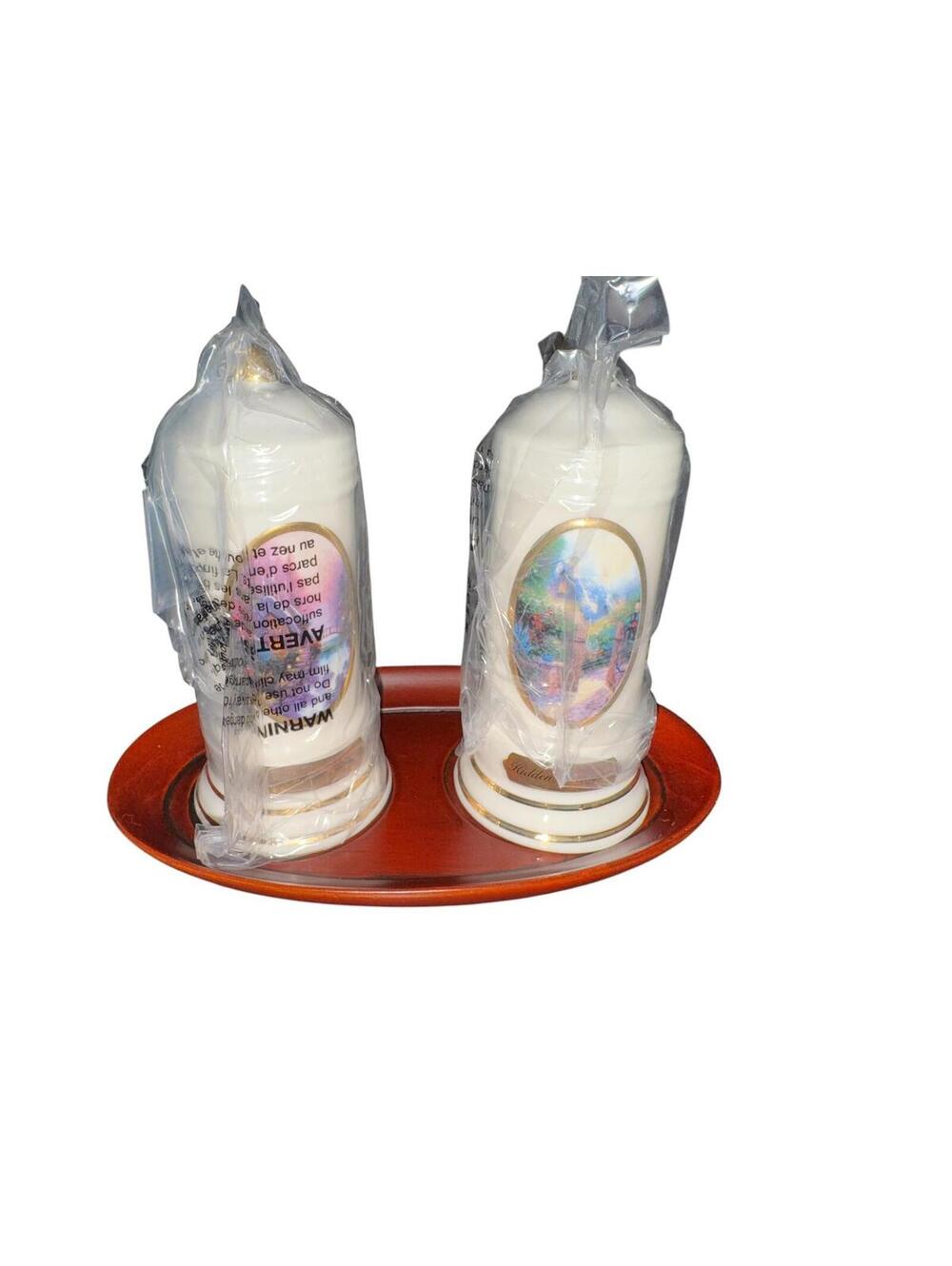 Thomas Kinkade Avon China Salt and Pepper Shakers with Tray Cottage Art Set - Picture 2 of 12